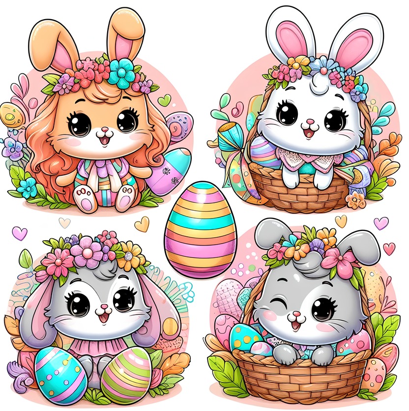 Easter Fun: A Coloring Book of Eggs, Bunnies, and Flowers