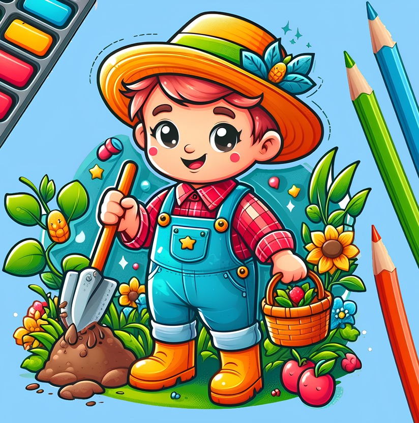 Little Farmer: Color the Animals and Plants with Farmer Toddler