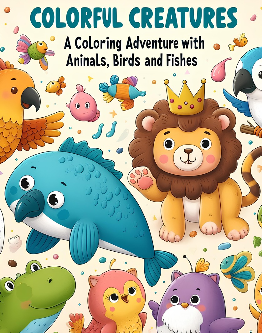 Colorful Creatures: A Coloring Adventure with Animals, Birds and Fishes