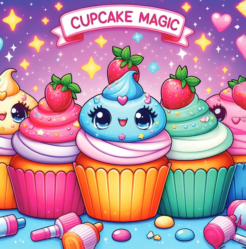 Cupcake Magic: A Coloring Book of Yummy Cupcakes