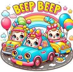 Beep Beep: A Fun and Cute Cars Coloring Book